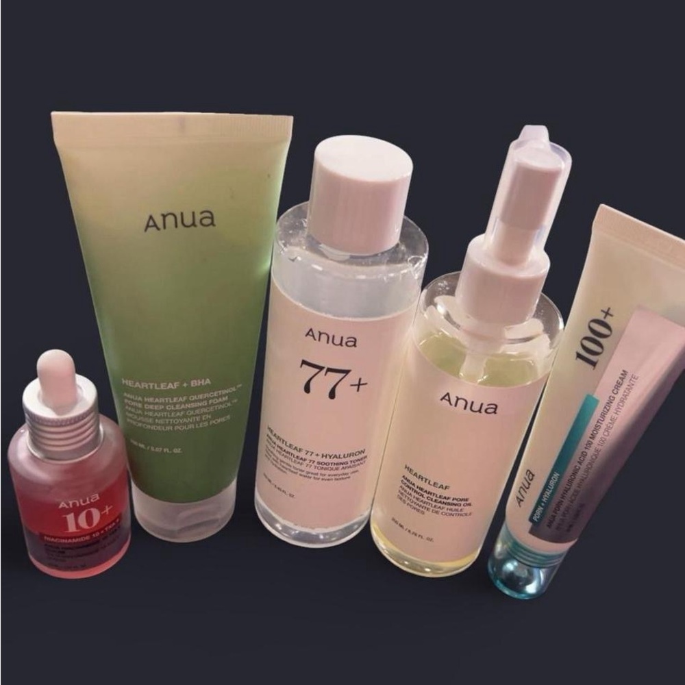 Anua Heartleaf Skincare Set — Green, Clear, Pink, Cream
